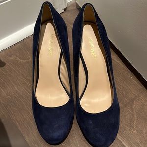 Navy blue suede heels